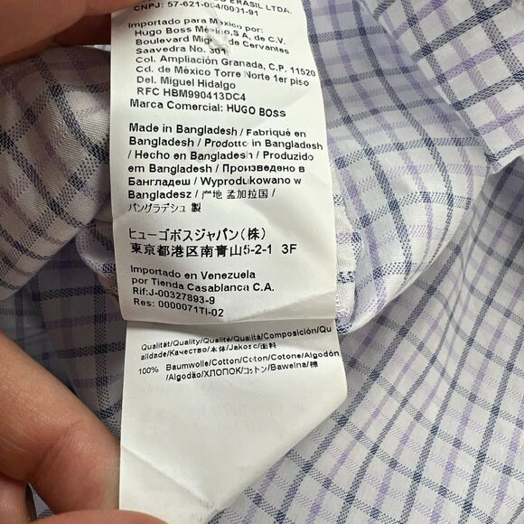 Hugo Boss Sharp Fit Checkered Multicolor Button Up Dress Shirt Mens Size 34/35 - Picture 11 of 12